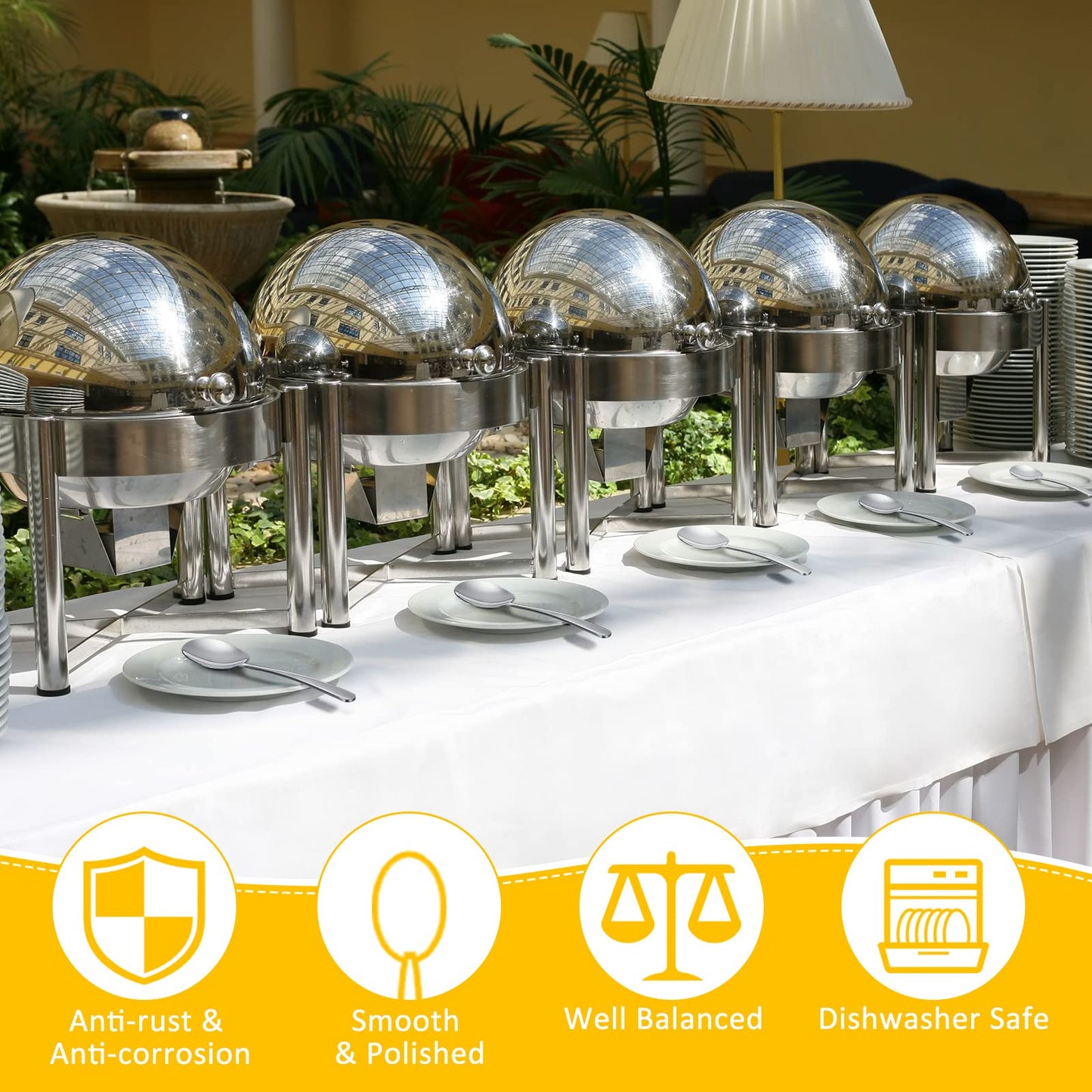 Mimorou 12 Pcs Stainless Steel Serving Spoons Set for Buffet 8.3 Inches Large Serving Utensils Dishwasher Safe Metal Polished Buffet Spoons for Food Cooking Catering Kitchen Banquet Restaurant Gifts