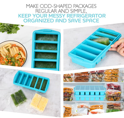 1/2 Cup Silicone Freezer Tray With Lid - Silicone Freezer Molds 2-Pack For meal prep & freezing of various sauces and other dishes, makes 12 perfect 1/2 cup portions cubes,oven and dishwasher safe