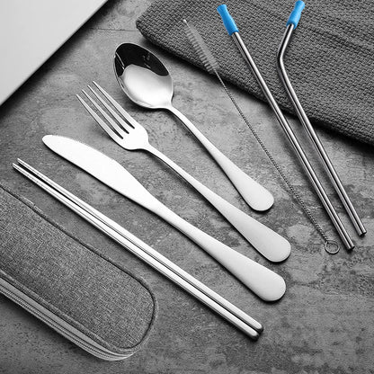 [Together Save 5%] Travel Utensils Set with Case Reusable Stainless Steel Cutlery Set
