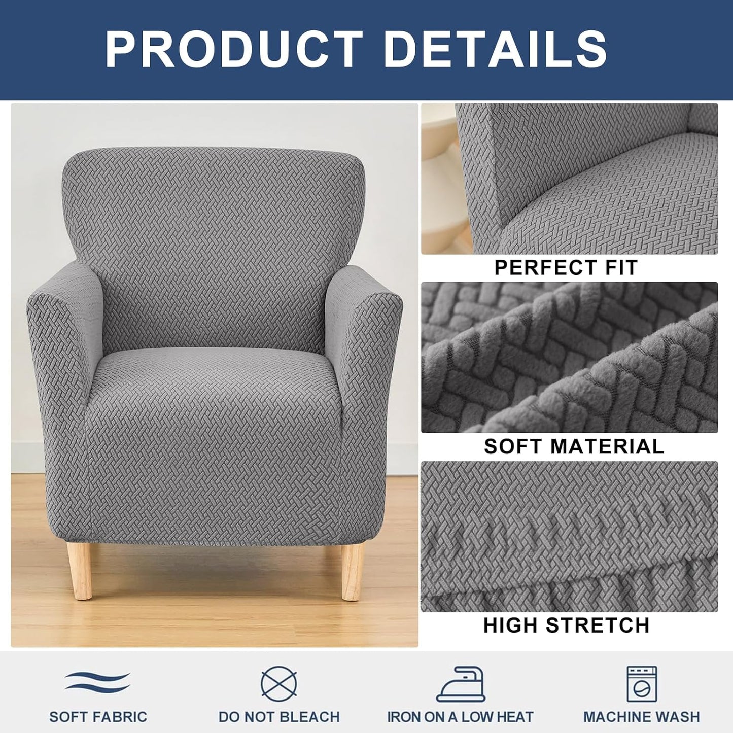 1-Piece, 30x25x25 inches, 34 HAOYONG Banquet Armchair Slipcover - Premium Stretch Jacquard Chair Cover, Removable