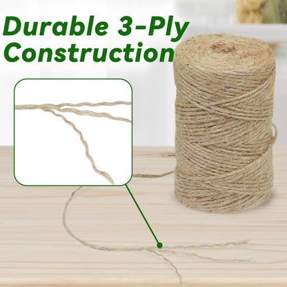 Gardzen 4 Pack Natural Jute Twine String (328 ft Each), 3-Ply Durable Brown Craft Twine for Gardening, Gift Wrapping, Flower Bouquet, Arts & Crafts, Hemp & Burlap String for DIY Projects