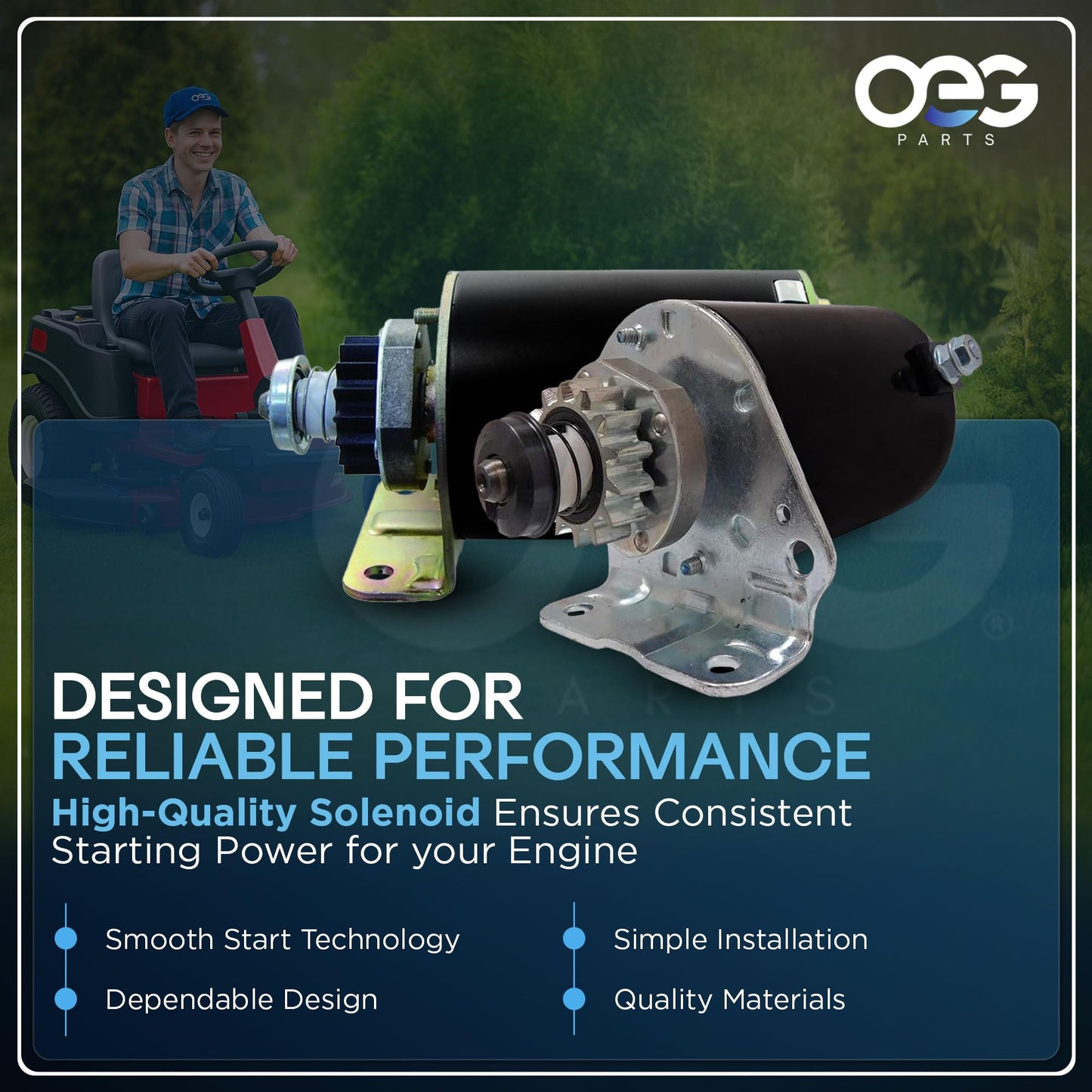 OEG Parts New Starter Compatible with Briggs and Stratton 11HP-18HP 393499 497401 494198 494990 Toro Compatible with John Deere Cub Cadet AM106883 AM38136 AM39285 SBS0004 41022005 41022005R 41022015