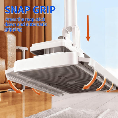 Press Grip Mini Mop, Zero-Touch Gap Dust Cleaner with 39in Lazy Mop & Hands-Free Lock Head, Disposable Dust Mop for House Wall Bathroom Toilet Corners Multi Surface Cleaning with 5 Cloths