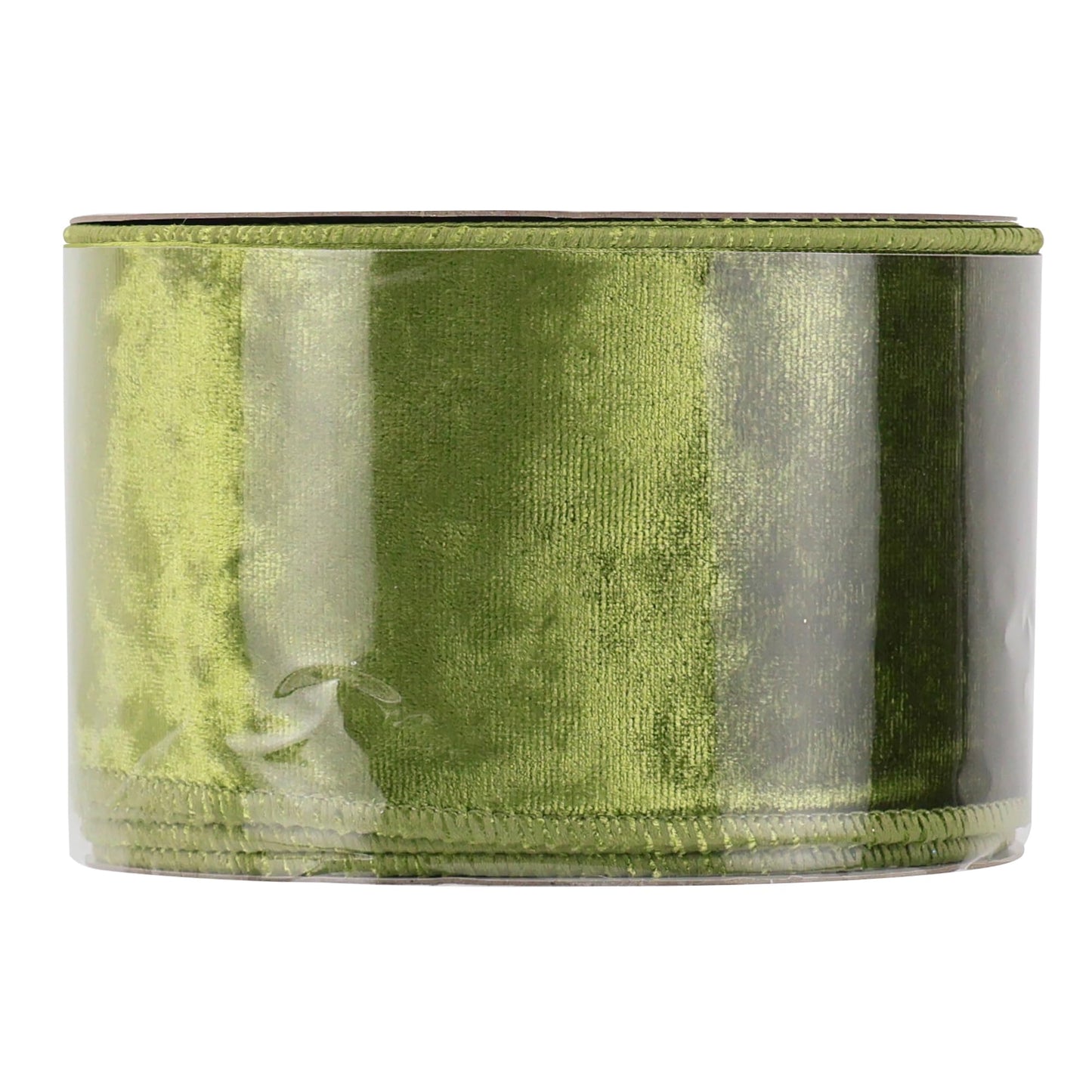 MEEDEE Moss Green Velvet Wired Ribbon 2.5 Inch - 10 Yards Crushed Velvet Christmas Ribbon for Tree Decoration, Wreath Supplies, Crafts Bow Making