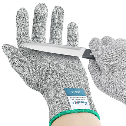 Dowellife Cut Resistant Gloves A9 Maximum Protection - Food Grade Kitchen & Chef Gloves for Food Prep, Knife Cutting, Mandoline Slicing, Butcher, Oyster Shucking, Fish Handling (Large)