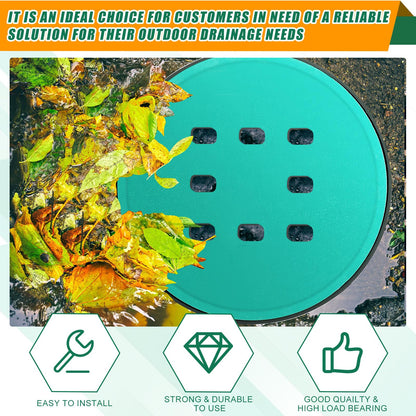 Kritkin Catch Basin with Grate 14.9 x 12.4 Inch Round Large Catch Basin for Drainage with Debris Basket French Drain Without Reserved Hole for Yard, Downspout, Lawn, Municipal Pipeline