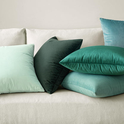 MIULEE Pack of 2 Velvet Soft Solid Decorative Square Throw Pillow Covers, 18x18 Inch, Aqua Green