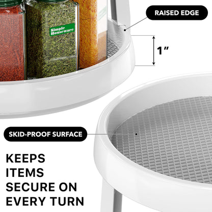 Simple Houseware 2-Tier Lazy Susan Spice Organizer, 10" Diameter, White/Gray