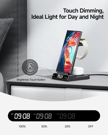 Wireless Charger for Samsung, 3 in 1 Wireless Charging Station for Samsung Galaxy S25 Ultra/S24 Ultra/S23/S22/Note 20/Z Flip 7/Fold 6, Charger for Samsung Galaxy Watch Ultra/8/7/6, Galaxy Buds 3/3 Pro