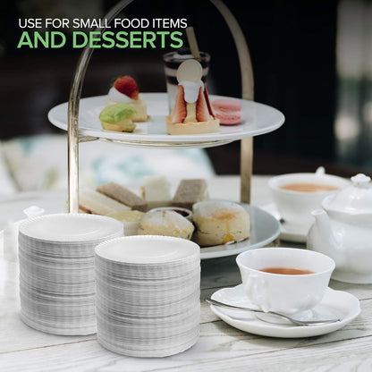 Stock Your Home 6-Inch Disposable Paper Plates - Uncoated White Dessert Plates, 100 Count