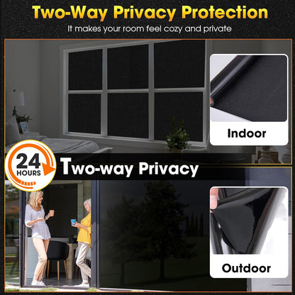 Coavas Blackout Window Film - UV Heat Blocking Privacy Film for Room Darkening, Static Cling, 17.5" W x 78.7" L