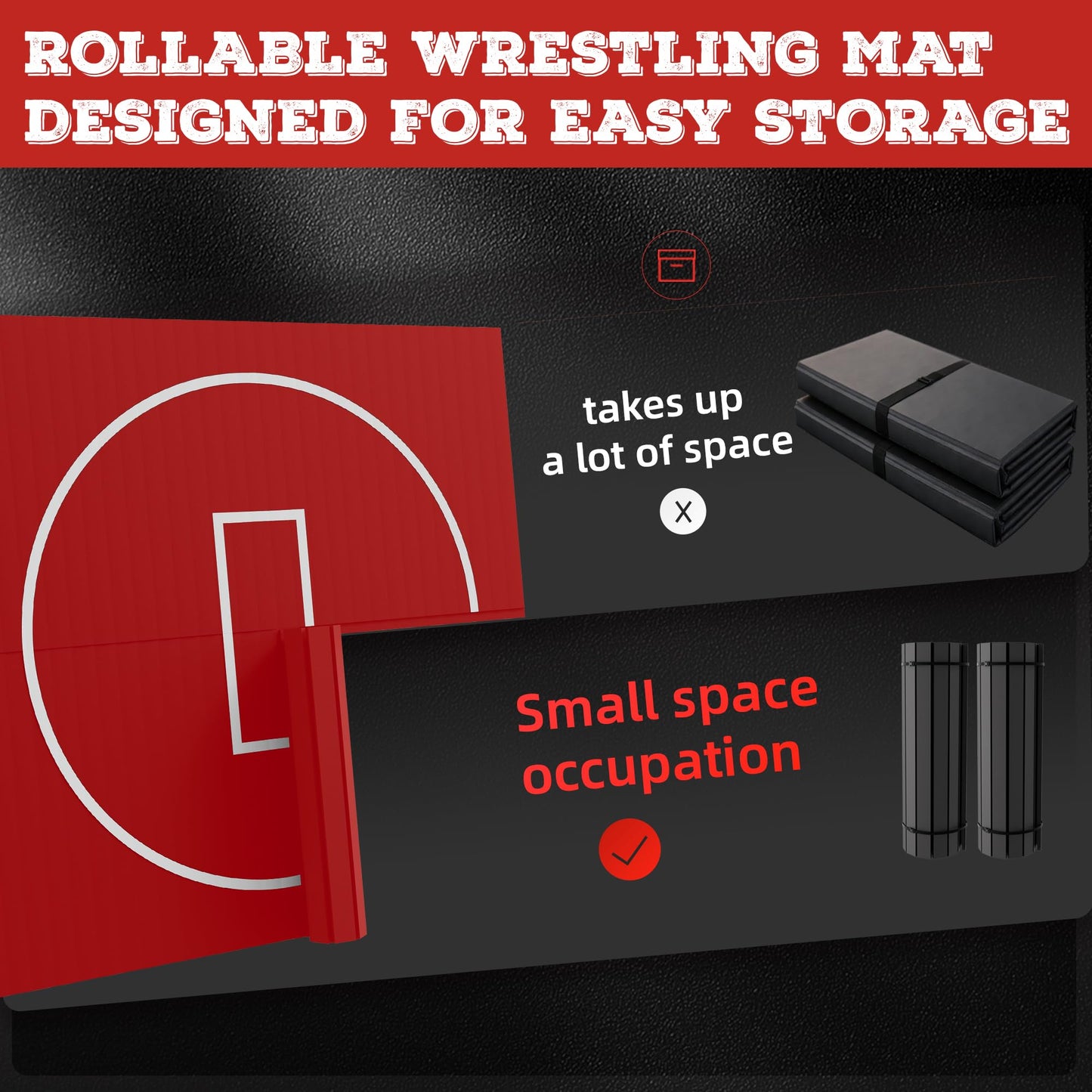 HFPFTS Wrestling Mat for Home, 10’x 10’x 1.25” Wrestling Mat, Safe Wrestling & Play Mat for Kids and Family, Jiu Jitsu, BJJ, MMA, Wrestling Mats, Martial Arts,Tumbling, Easy Clean, Gym Mat, Red