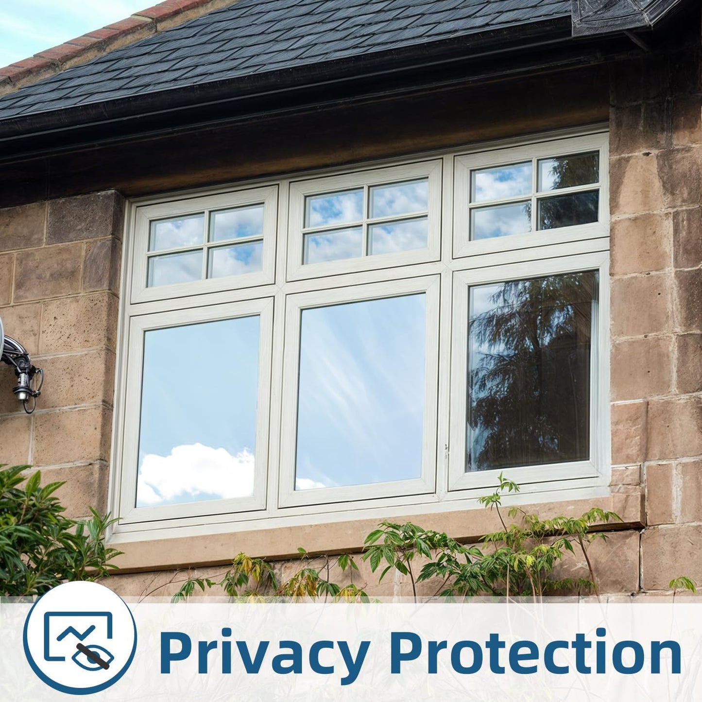 DUOFIRE One Way Window Film Privacy, Heat Blocker Reflective Mirror Tinting Film for Home, 23.6x78.7in