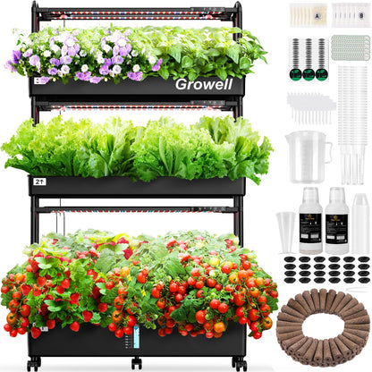 Growell 16 Pods Hydroponics Growing System Kit & 90 Pods Vertical Indoor Garden