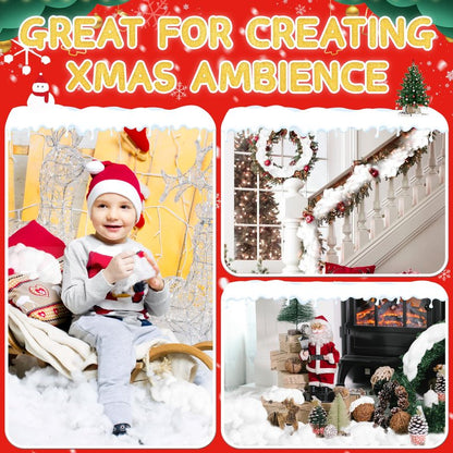 YUNAI Christmas Fake Snow Decorations 500g/17.64oz, Artificial Snow Fake Clouds Cotton Stuffing for Crafts, Fluffy Fiber Poly Fill Indoor for Pillow Winter Christmas Tree Village Mantle Nativity Decor
