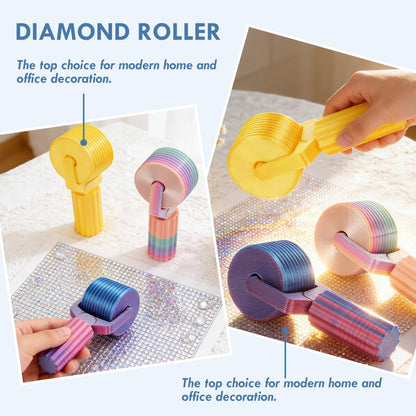 EVOCKAY Diamond Painting Roller Tool - Enhance Your DIY Crafts with Rhinestone Embroidery & Accessories（Rainbow Blue Yellow）