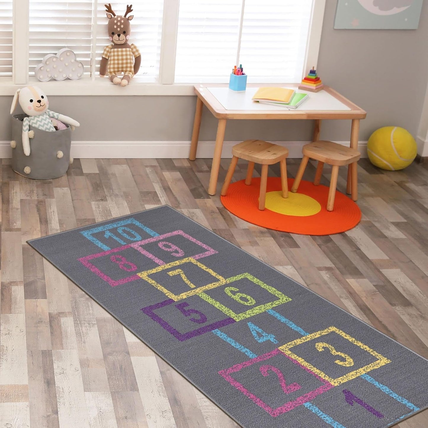 2'2" 6' Ottomanson x Hopscotch Kids Rug - Play Mat for Playroom, Bedroom, Daycare & Classroom - Fun & Interactive Game