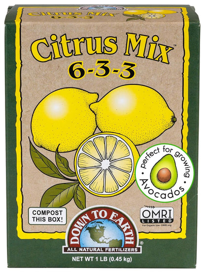 6-3-3, 1 lb Down To Earth All Natural Fertilizers Organic Citrus Mix - Plant Food for Lemons, Limes, Oranges