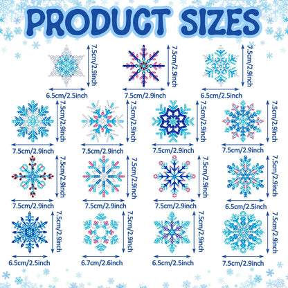 BBTO 15 Pieces Winter Diamond Painting Keychain Snowflake Diamond Painting Ornaments 5D DIY Diamond Painting Keychain Christmas Diamond Art Ornaments for Kids Christmas DIY Crafts Family Decor