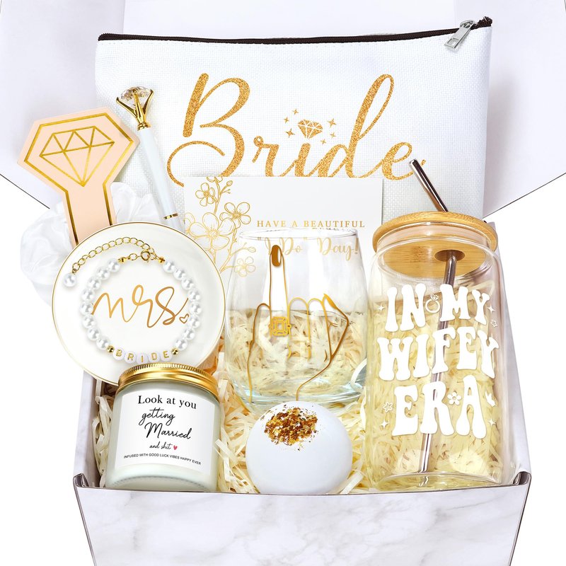 Bridal Shower Gifts for Bride To Be Gift Box Unique Bride Gift for Bachelorette Party Popular Bachelorette Gifts for Brides Just Married Engagement Wedding Presents Set for Women Her Wifey Future Mrs