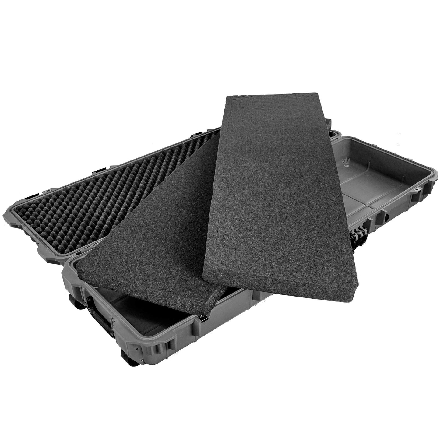 Eylar 53" Inch Protective Roller Rifle Hard Case with Foam, Waterproof & Crushproof, Two Rifles Or Multiple Guns, Pressure Valve with Lockable Fittings Gray (Gray)