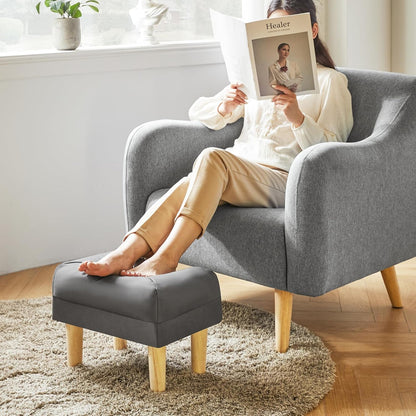 15.75" 11.42" W12.6" UHBD040BG YMYNY Small Footstool Ottoman, Faux Leather Footrest with Sponge Padded Seat, Step Stool