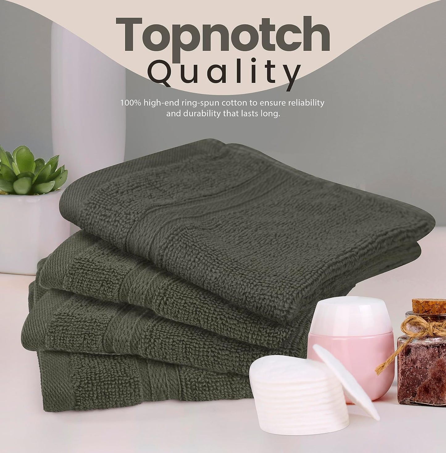 T & L Towel and Linen Mart 100% Set Pack 4, (12 12 Towel and Linen Mart Cotton - Wash Cloth - of Quick Dry, Luxurious