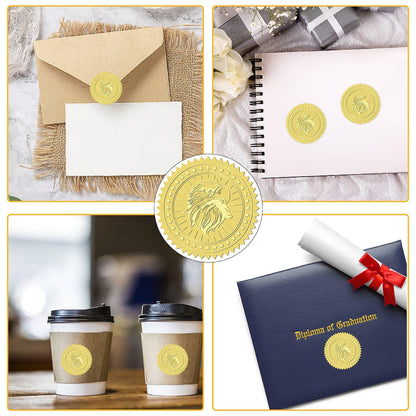 CRASPIRE 408Pcs Eagle Gold Foil Embossed Stickers 2" Bird Self Adhesive Envelopes Seals Sticker Round Labels for Independence Day Invitation Graduation Corporate Certificates Diplomas Gift Wrapping