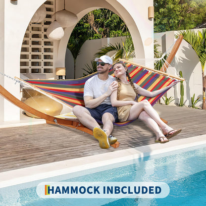 KOKEBREN Wood Hammock Stand Only, Universal Wood Hammock Stand with Chains and Carabiners, Curved Wood Hammock Stand for Outside Patio Backyard Indoor, Max 475 Lbs
