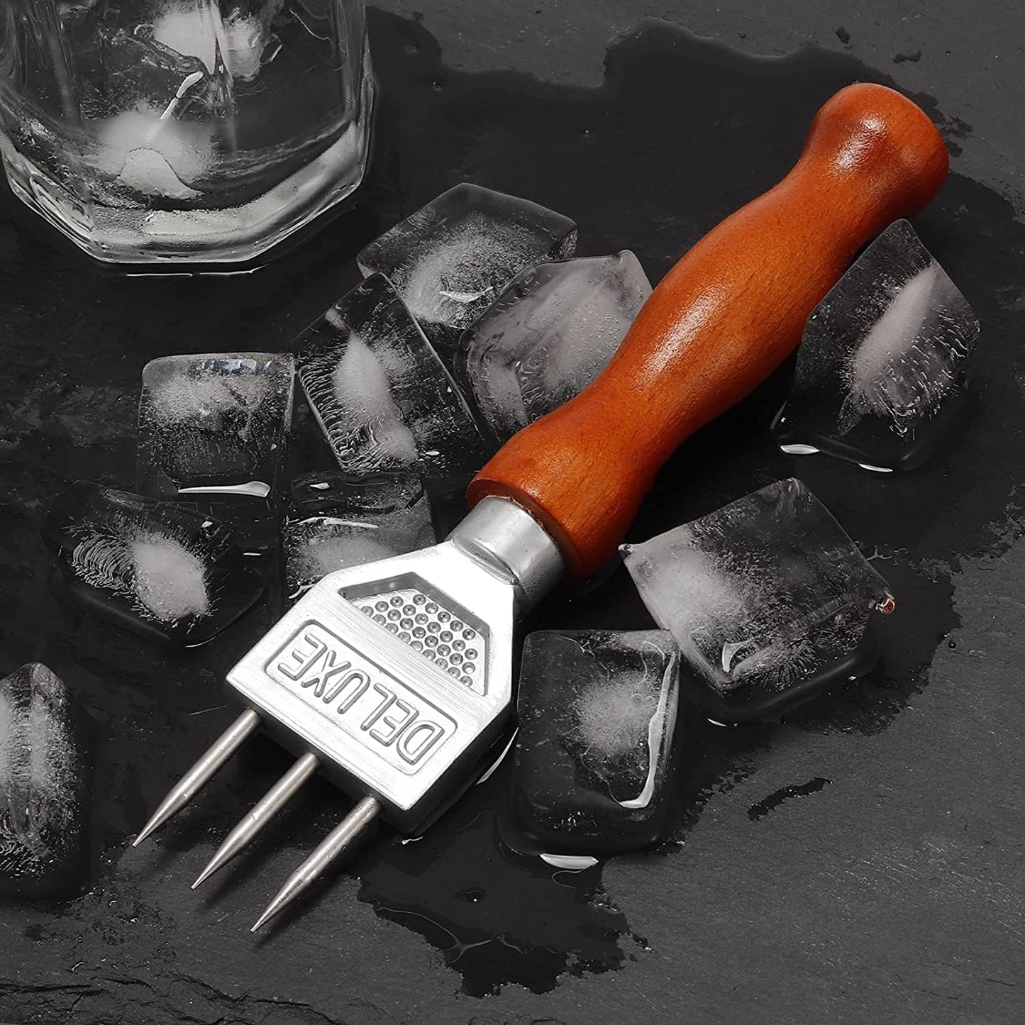 Ice Pick Stainless Steel - Safety Wooden Handle Kitchen Tool