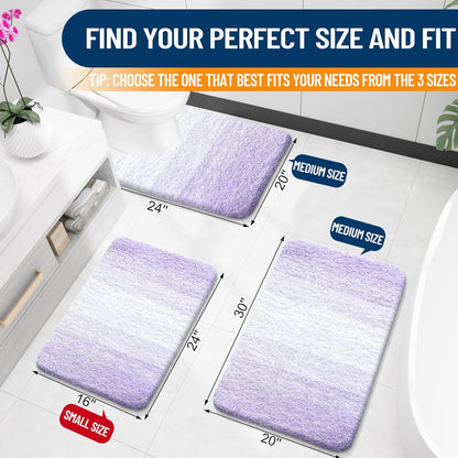 OLANLY Bathroom Runner Rug - Extra Soft Microfiber Mat 70x24 | Quick Dry & Washable, Light Purple