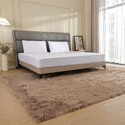 ORINOVA Beige Area Rugs for Living Room Bedroom Nursery 9X12 Washable Faux Sheepskin Fluffy Fur Rug Kids Room Decor Soft Cozy Home Décor
