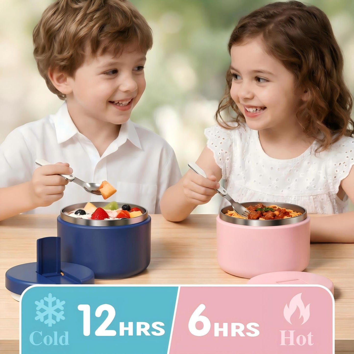 LOHASOK 12oz Food Thermo for Hot Food Insulated Vacuum Soup Jar with Buckle Lid, Stainless Steel Wide Mouth Leak Proof Lunch Container