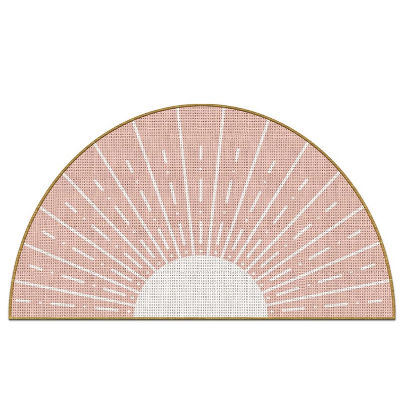 Mingnei Pink Boho Linen Doormat for Home, Kitchen, Girls Room Entrance - Bohemian Style, Mid Century Modern, Indoor/Outdoor Welcome Mat 30x17