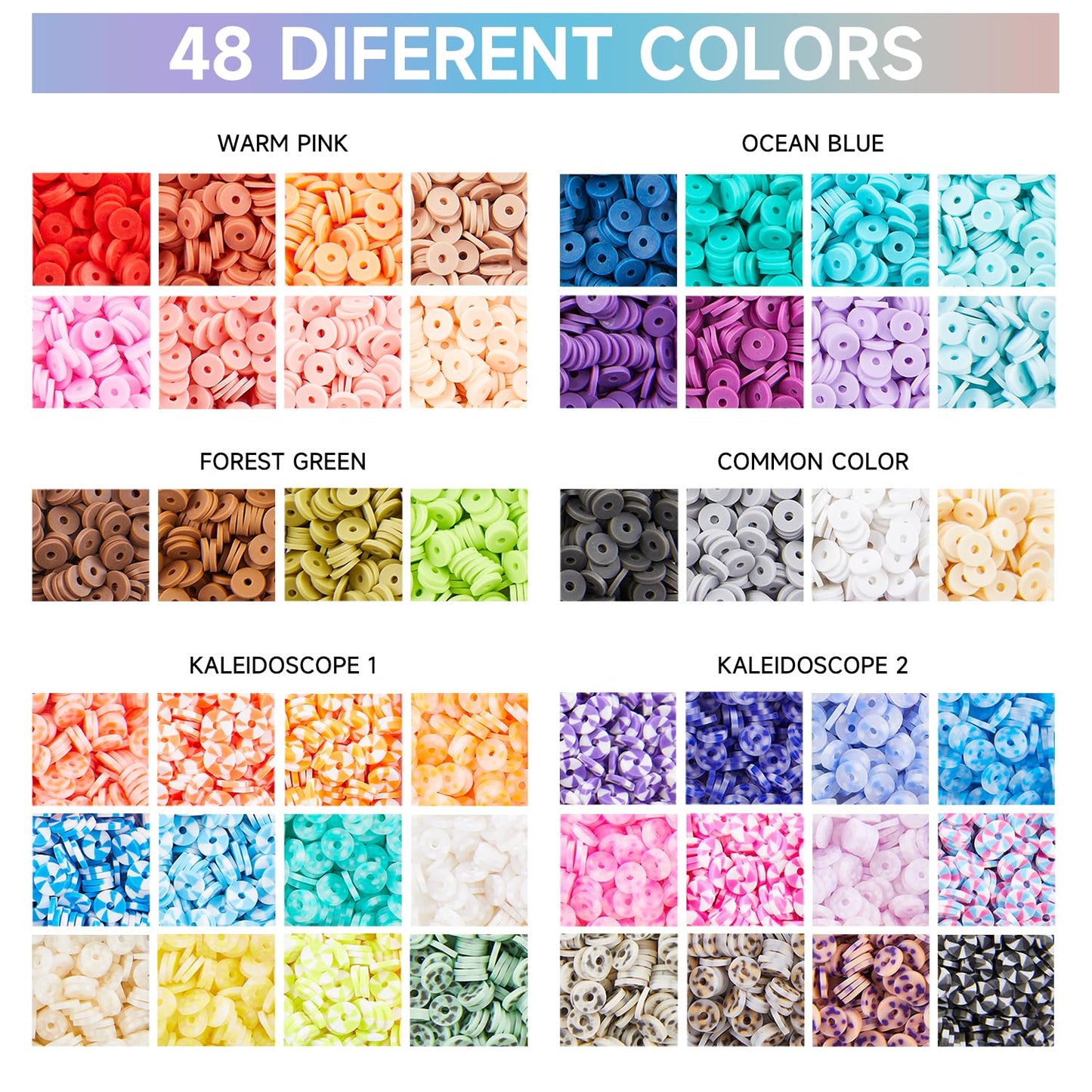 INSCRAFT 11000 Pcs Clay Beads for Bracelet Making Kit, 48 Colors Flat Round Polymer Clay Beads, Friendship Bracelet Kit Heishi Beads for DIY Jewelry Making, Crafts Gift for Girls Teen Ages 6-12