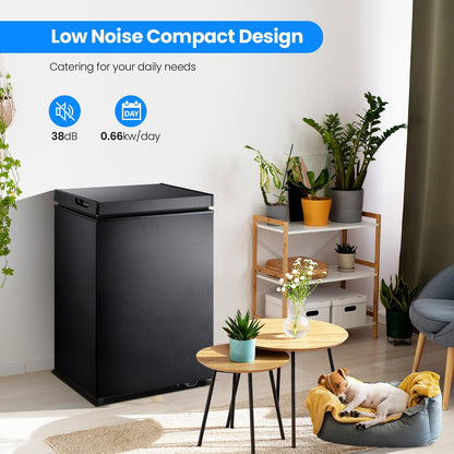Kismile 2.8 Cubic Feet Chest Freezer with 2 Removable Basket Free Standing Top Open Door Compact Freezer with Adjustable Temperature for Home/Kitchen/Office/Bar
