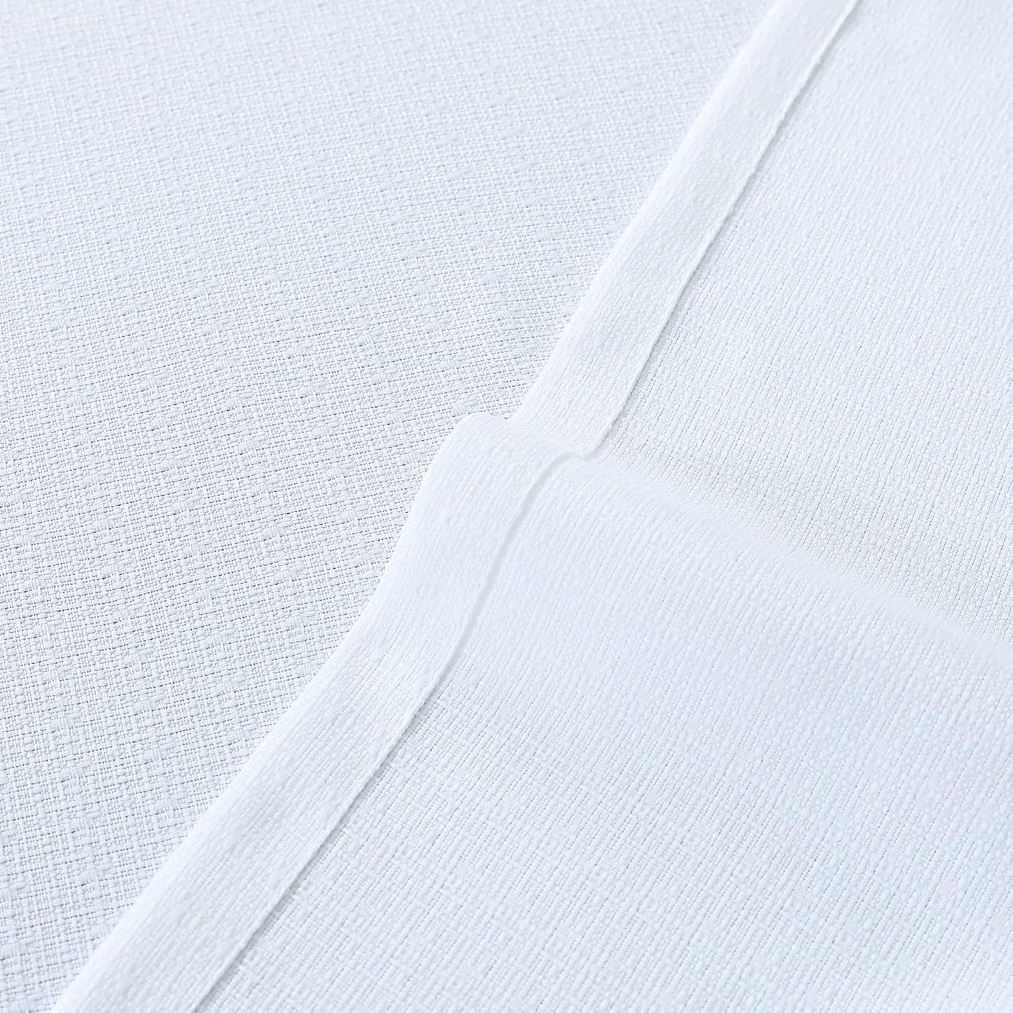 White Kitchen Curtains 36 Inch Length - Sets of 2 Panels Rod Pocket Cafe Curtains for Bathroom, Semi Sheer Short