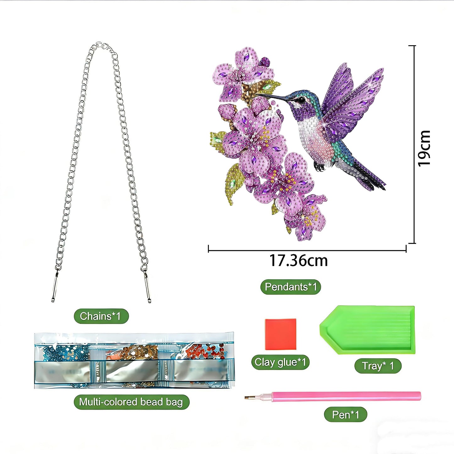 Bird DIY Hanging Diamond Art Kits for Adults Flower, Hummingbird Diamond Painting Kits, Special Shaped Rhinestone, Acrylic 5D Gem Art Craft Window Pendants Home Garden Wall Hanging Ornament Kits