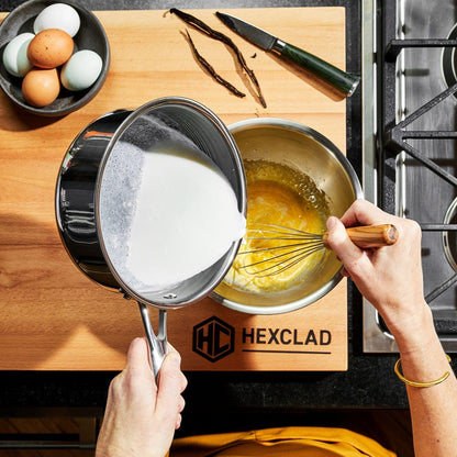 HexClad Hybrid Nonstick 2-Quart Saucepan with Tempered Glass Lid, Stay-Cool Handle, Dishwasher-Friendly, Oven-Safe Up to 900°F, Induction Ready, Compatible with All Cooktops