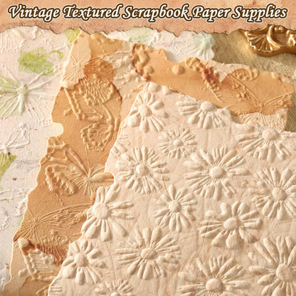 226 Sheets Vintage Scrapbook Paper Kit with Photo Tapes, Textured Scrapbooking Supplies Craft Paper for Junk Journal Supplies Planner Mixed Collage Materials Embellishments