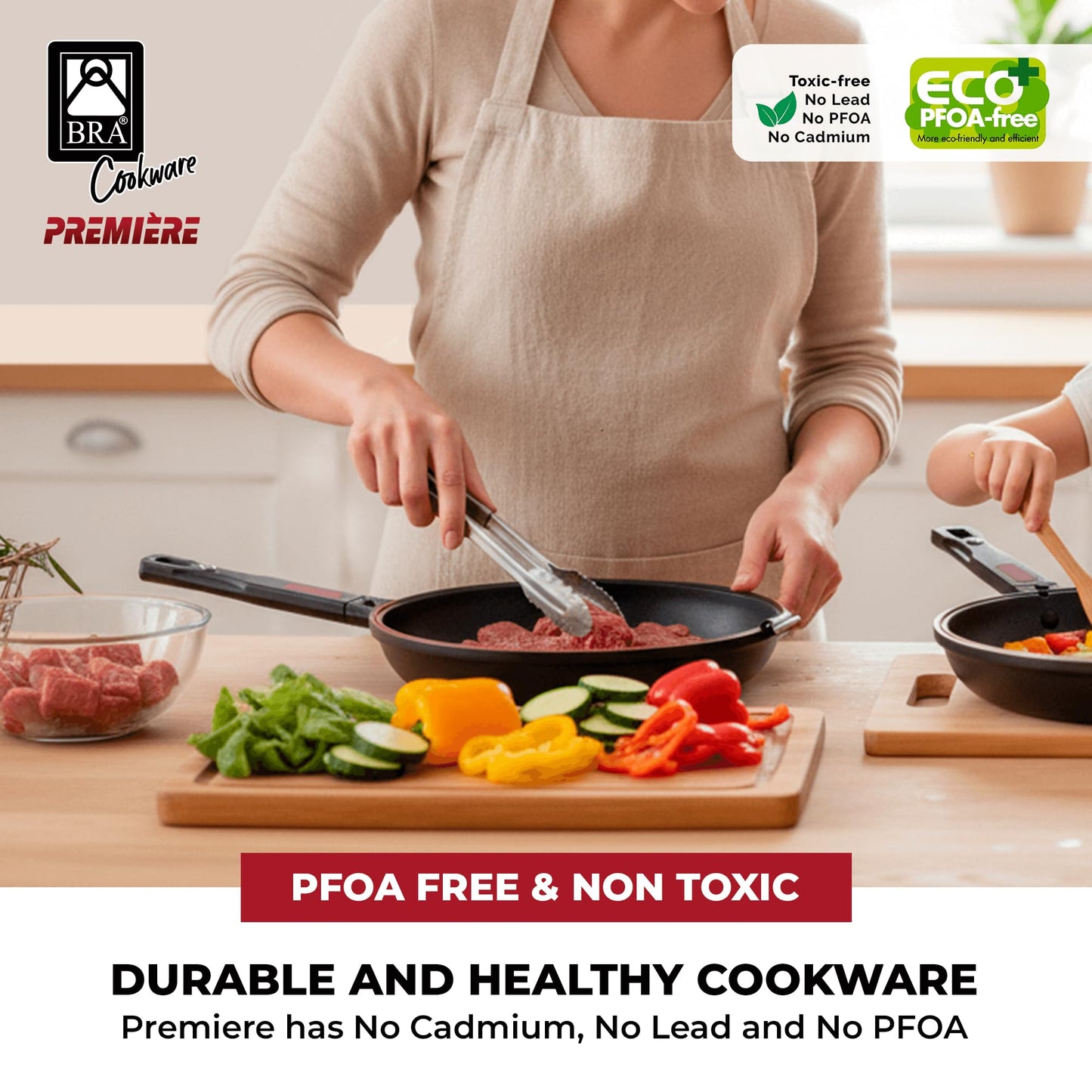 BRA COOKWARE Premiere Dual Skillet | 8 inches Double Frying Pan for Frittatas & Spanish Omelets | PFOA Free Triple Nonstick Coating | Full Induction Reversible Pan | Cast Aluminum Flip Skillet
