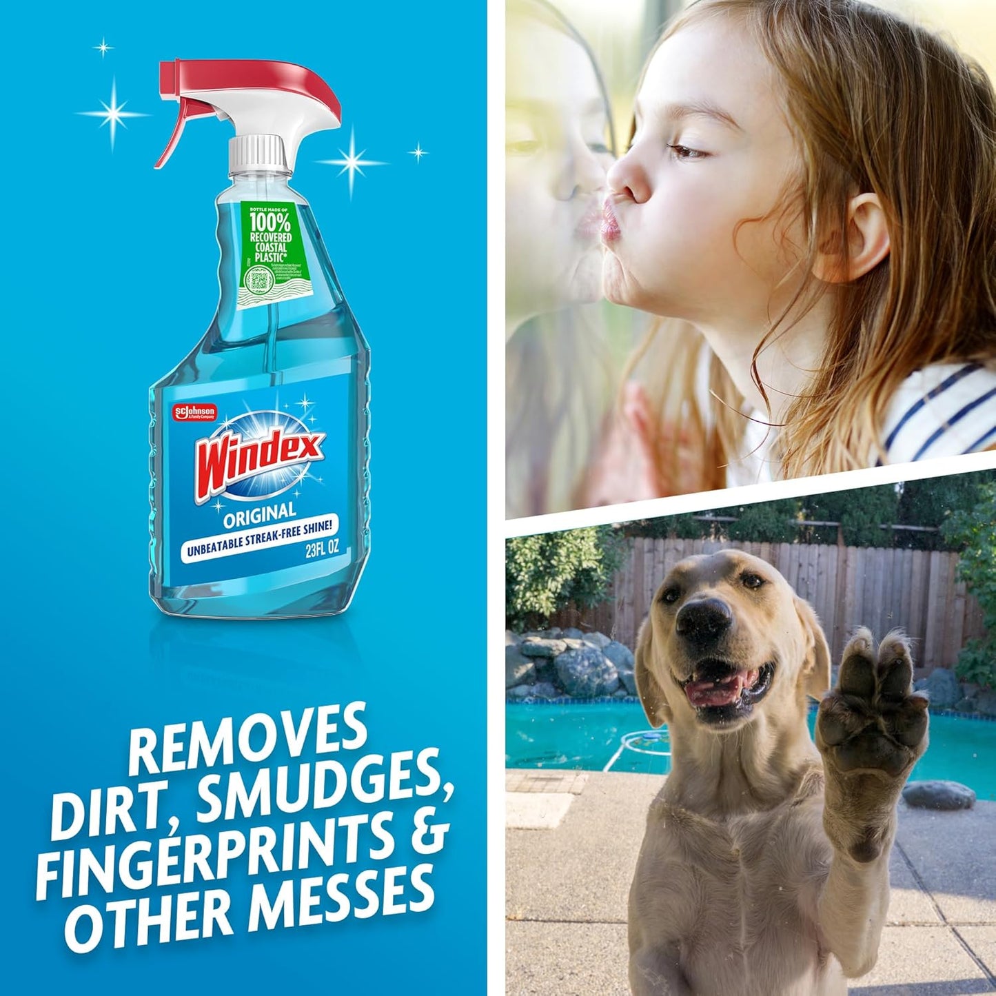 Windex Glass Cleaner Spray - Original Blue Scent, 23 Fl Oz | Leak-Proof Design for Effortless Cleaning
