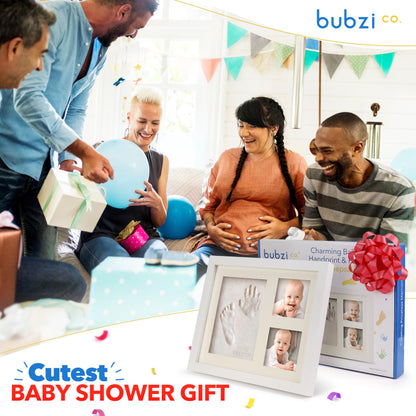 Bubzi Co Baby Footprint Kit, Baby Foot and Hand Print Kit, Baby Keepsake Frame, Nursery Pictures Frames, Hand Print Mold Kit, New Mom Gifts, Baby Newborn Essentials Must Haves, Baby Shower Gifts