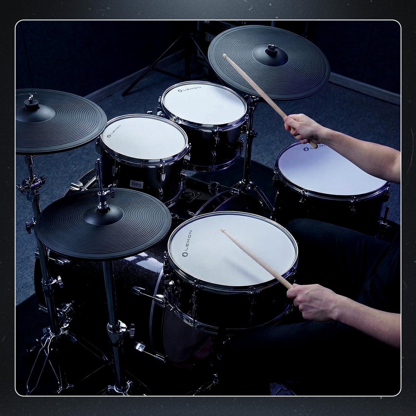 Lemon T950 Electronic Kick Drum - 20"x12" Single-Zone Mesh Bass Drum Trigger Pad, Acoustic-Style Wood Shell, Adjustable Tension, Works with Most Electronic Drum Modules, Quiet Practice, Full Size