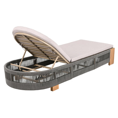 Christopher Knight Home Daskz Outdoor Chaise Lounge Chair, Patio Outdoor Acacia Wood Chaise Lounge, Adjustable Backrest Single Lounge Sofa, Poolside Beach Yard Seating, Rope Design, 79.5'', Teak+Gray
