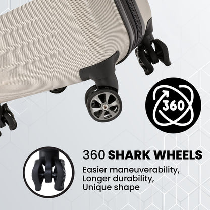 Spyder Rails Expandable Hardside Upright Suitcase with 360 Spinner Wheels, TSA Approved Lock, Oatmeal, 3-Piece Set