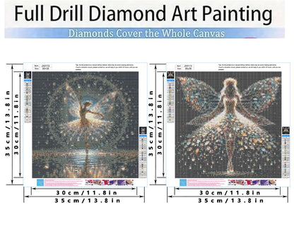 KYOQFVN 2 Pack Angel Diamond Painting Kits for Adults, 5D Colourful Angel Wings Fairy Diamond Art Kits for Adults, Round Full Drill Gem Art Painting Kits for Wall Decor 14x14 Inch