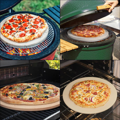 Heavy 20“ Round Ceramic Pizza Stone for BGE, Big Green Egg XL, Kamado Joe Big Joe 24-inch Charcoal Grill and others Smokers