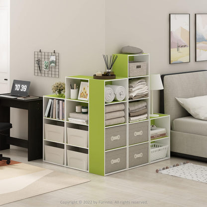 2-Tier Furinno Luder Bookcase / Book / Storage, Green/White