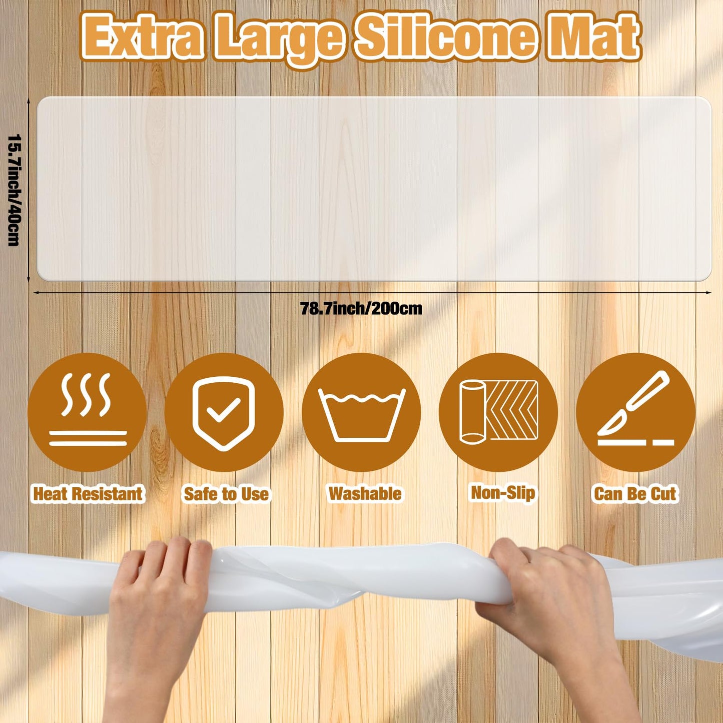 Klyyo Clyro 2 Pcs 78.7x15.7 Inch Extra Large Silicone Craft Mat, Oversized Desktop Protection Pad, Heat Resistant Countertop Insulation Pad for Art, Crafts, Painting, Clay, Kitchen